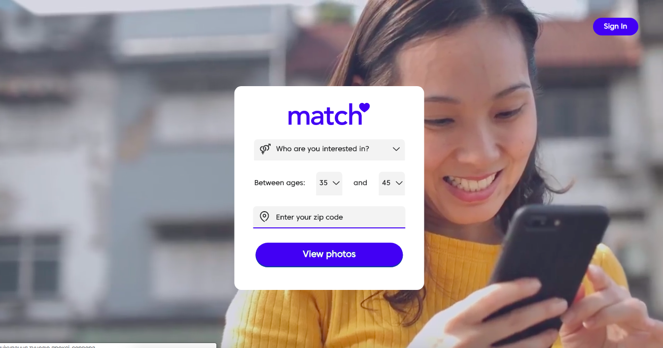 Match.com main page